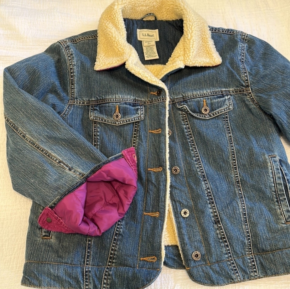 Sherpa-Lined Denim Jacket LLBean Sz L